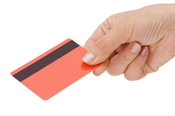 Credit card in a female hand - Фото, изображение