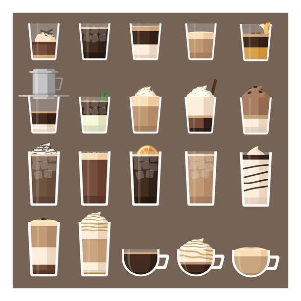 Pretty much all the types of coffee drink, These for coffee lovers. - Vektor, obrázek