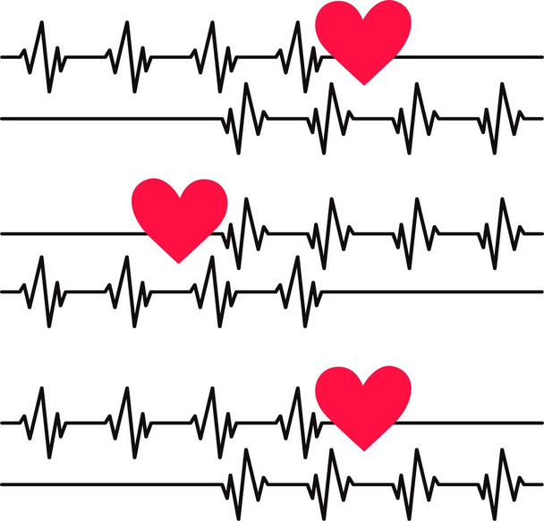 Linia serca i serca, wektor, ilustracja tła - Wektor, obraz