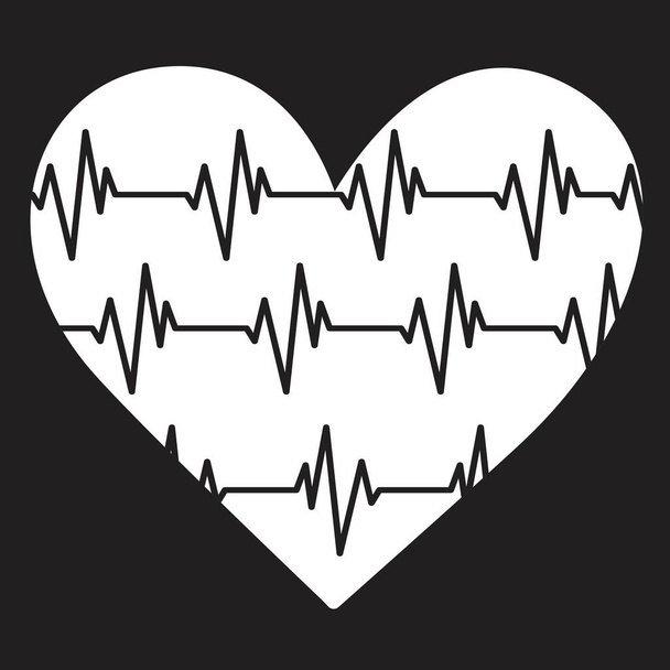 Cardiology line and heart, vector, background illustration - Vector, Image