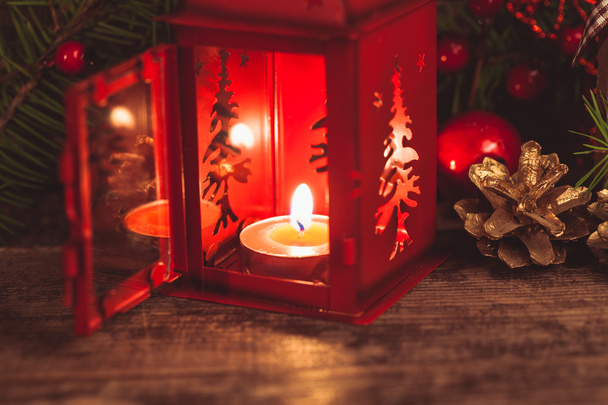 Red christmas candlestick - Valokuva, kuva