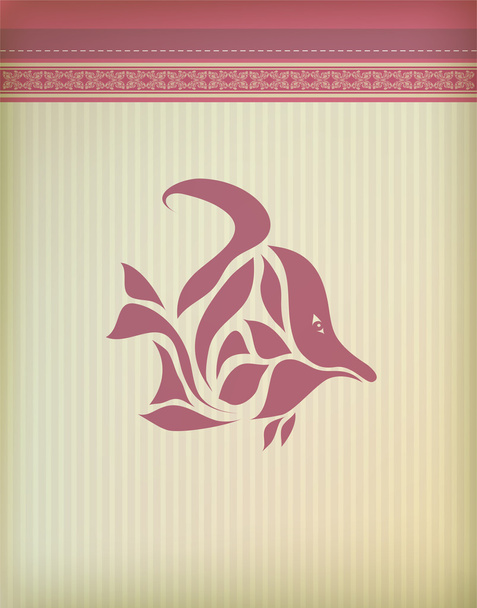 Vintage emblem with fish - Διάνυσμα, εικόνα
