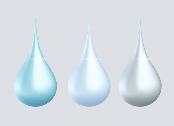 Set de gotas de agua azul. Vector 3d imagen
 - Vector, Imagen