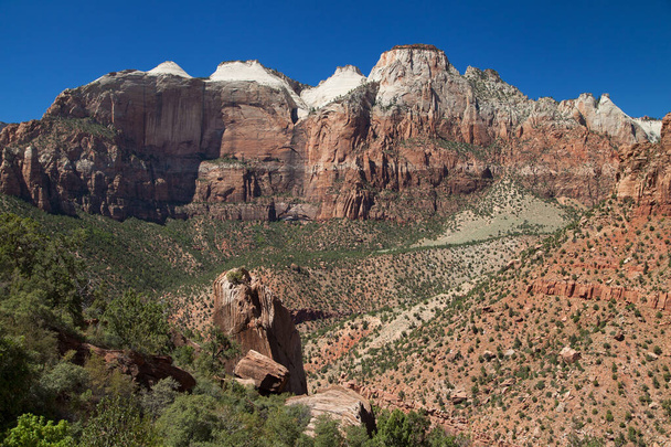 The Streaked Wall and the Sentinel in Zion National Park, Utah, USA - Photo, Image