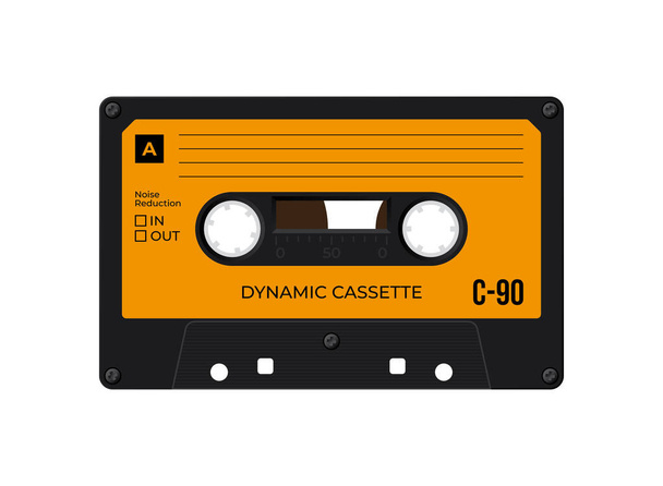 Vector old compact audio cassette. Isolated on white background. - ベクター画像