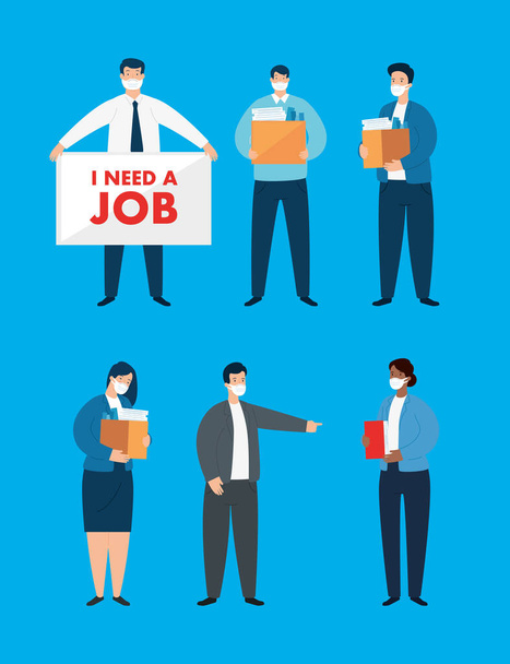 group of business people searching work - Vector, Image