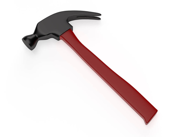 Hammer on white background, isolated. 3D rendering - Foto, afbeelding