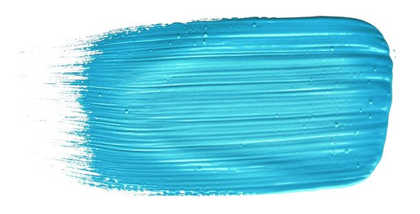 Turkuaz mavi fırça darbesi izole arkaplan üzerine yapıştırma, tuval suluboya dokusu - Fotoğraf, Görsel