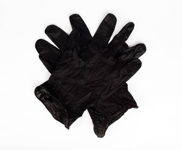 black rubber disposable gloves, isolate - Photo, Image