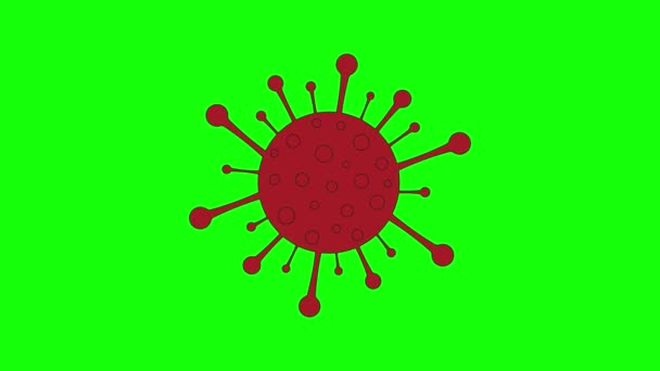 Κινούμενα σχέδια του ιού του στέμματος σε πράσινη οθόνη. Κόβιντ-19. Επίπεδη απεικόνιση ενός ιού σε πράσινο φόντο. - Πλάνα, βίντεο