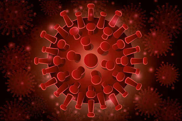 Kırmızı Covid 19 virüs vektör tasarımı - Vektör, Görsel