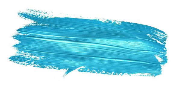 Türkiz kék ecset stroke paiting felett elszigetelt háttér, vászon akvarell textúra - Fotó, kép