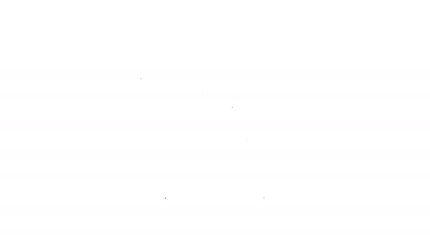Línea negra Icono de yeso de vendaje cruzado aislado sobre fondo blanco. Yeso médico, vendaje adhesivo, vendaje de tela flexible. Animación gráfica de vídeo 4K - Metraje, vídeo