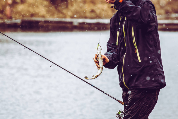 Pike fishing on the lake. Fishing recreation - Photo, Image