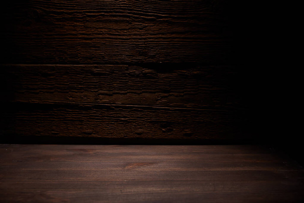 Empty wooden table for product display montages. - Fotoğraf, Görsel