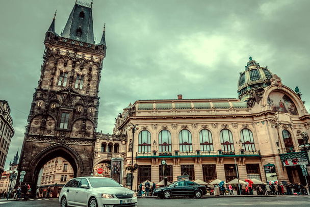 Beautiful streets and architecture of autumn Prague - Photo, Image