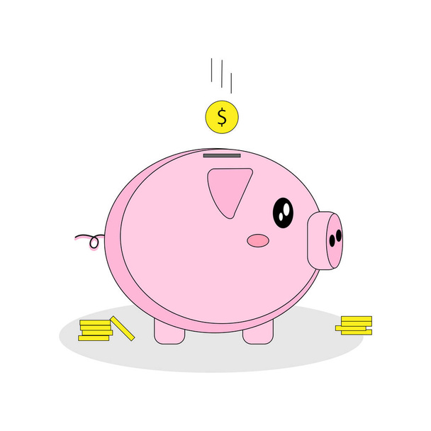 Piggy Bank - Vector illustration. Money and finance. - Vector, Image