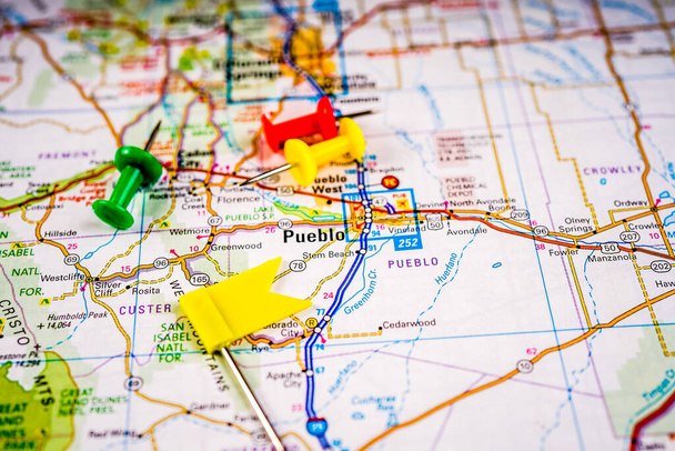 Pueblo USA map travel background - Photo, Image