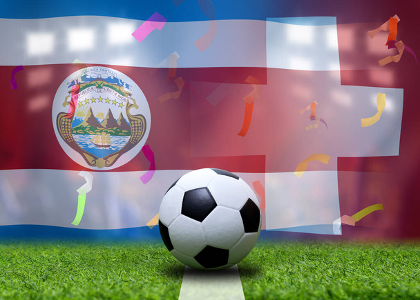Football Cup competition between the national Costa Rica and national Switzerland. - Photo, Image