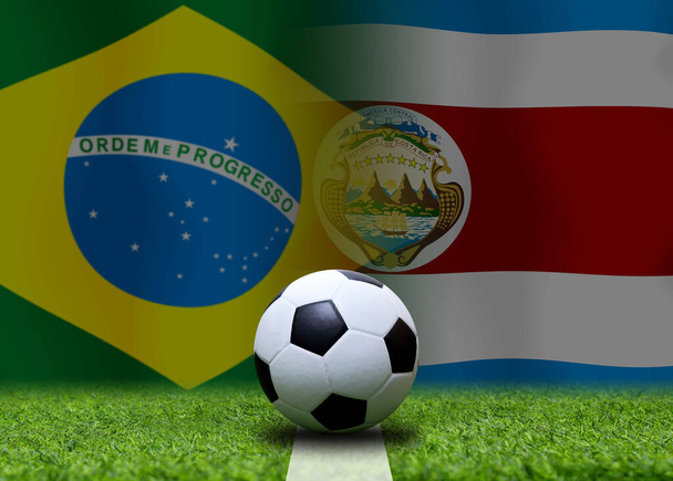 Football Cup competition between the national Brazil and national Costa Rica. - Photo, Image