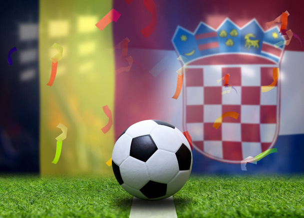 Football Cup competition between the national Belgium and national Croatia. - Photo, Image