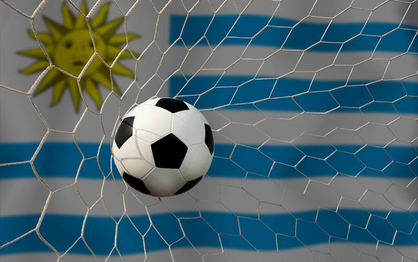 Uruguayská vlajka a fotbalový míč.Pojem sport. - Fotografie, Obrázek