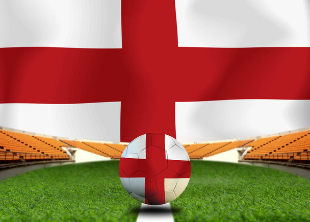 σημαία Αγγλίας και μπάλα ποδοσφαίρου.Concept αθλητισμού. - Φωτογραφία, εικόνα