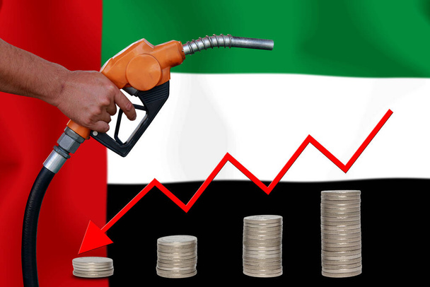 koncepció World oil price Chart on flag background - Fotó, kép