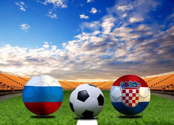 Fußball-Cup-Wettbewerb zwischen der russischen und der kroatischen Nationalmannschaft. - Foto, Bild