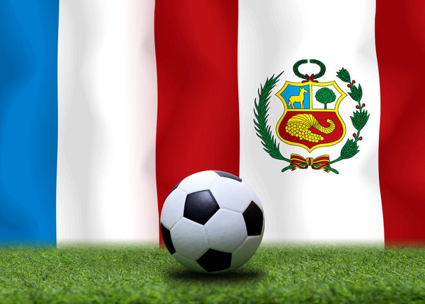 フランス代表とペルー代表のサッカーカップ戦. - 写真・画像