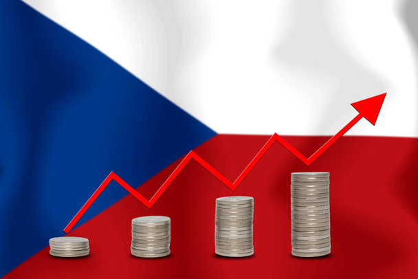 concept  graph The economic betterment Finance and accounting on  flag background - Photo, Image