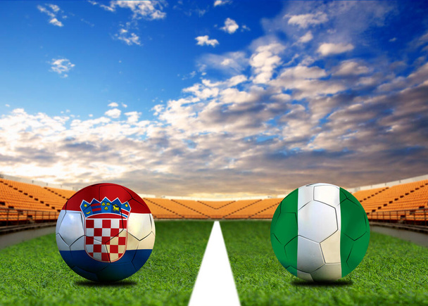 Football Cup competition between the national Croatia and national Nigeria. - Photo, Image