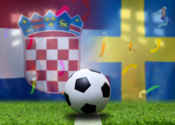 Fußball-Pokalwettbewerb zwischen der kroatischen und der schwedischen Nationalmannschaft. - Foto, Bild