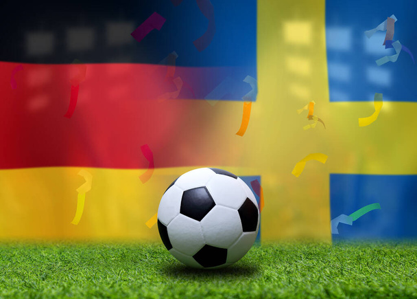 Ποδόσφαιρο Κύπελλο ανταγωνισμού μεταξύ της εθνικής Γερμανίας και της εθνικής Σουηδίας. - Φωτογραφία, εικόνα