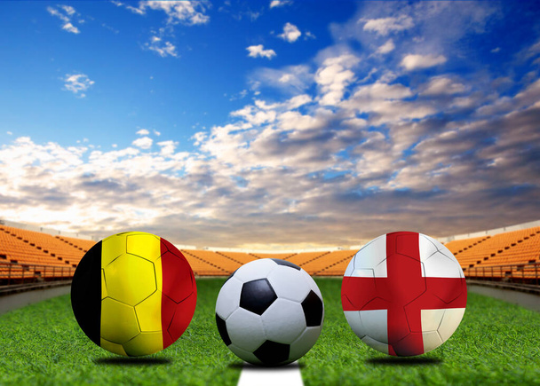 Football Cup competition between the national Belgium and national England. - Photo, Image