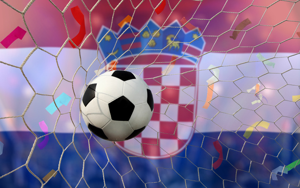 Horvátország zászló és focilabda. Koncepció sport. - Fotó, kép