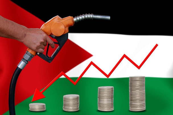 concept  World oil price Chart on  flag background - Photo, Image