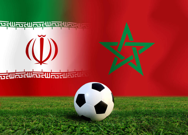 Football Cup competition between the national Morocco and national Iran. - Photo, Image