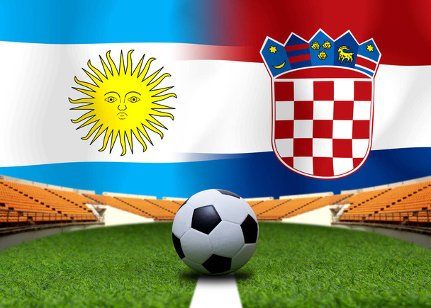 Zawody Pucharu Piłki Nożnej pomiędzy Argentyną narodową a Chorwacją. - Zdjęcie, obraz