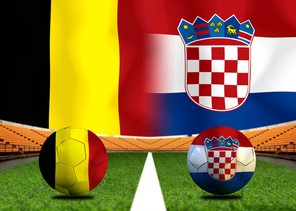 Fußball-Pokalwettbewerb zwischen Belgien und Kroatien. - Foto, Bild