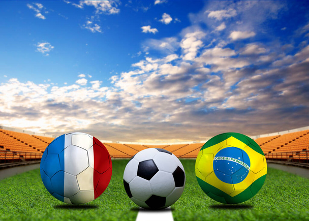 Fußballpokalwettbewerb zwischen Frankreich und Brasilien. - Foto, Bild