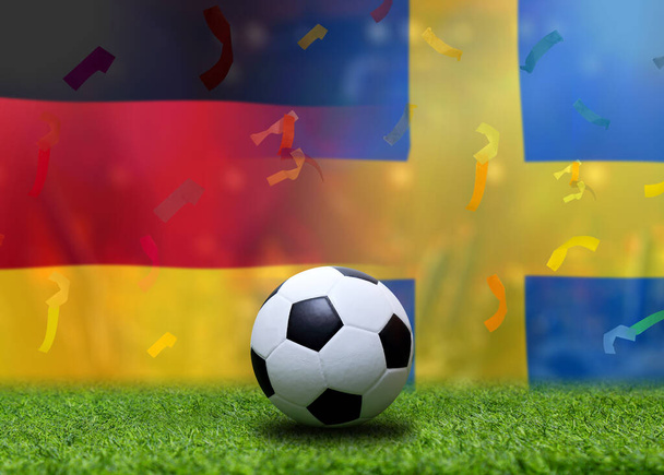 Football Cup competition between the national German and national Sweden. - Photo, Image