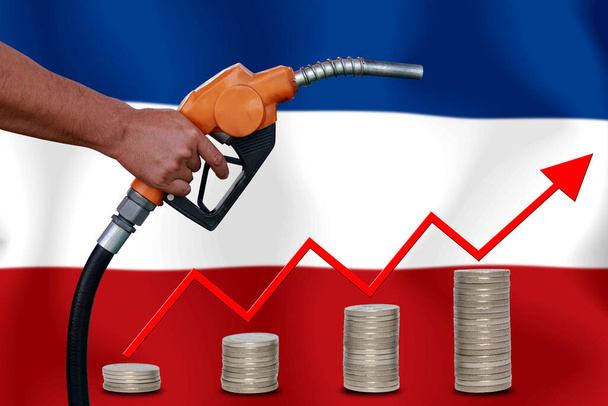 έννοια Παγκόσμια τιμή του πετρελαίου Διάγραμμα για φόντο σημαία - Φωτογραφία, εικόνα