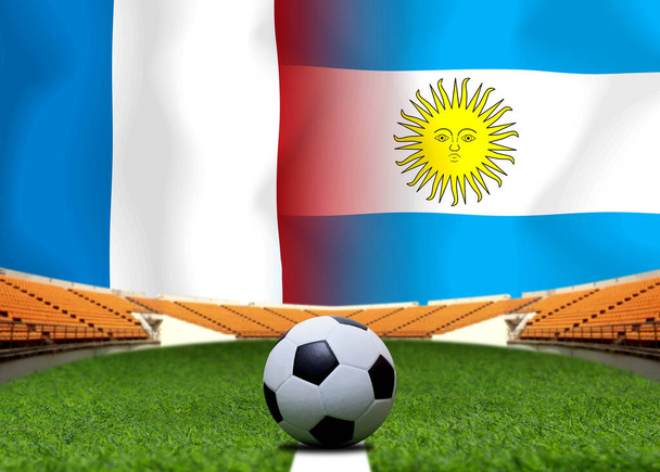 Zawody Pucharu Piłki Nożnej między narodową Francją a Argentyną. - Zdjęcie, obraz