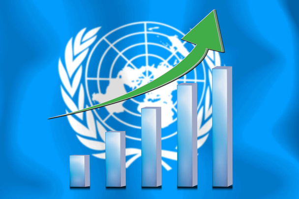 Konzeptdiagramm Die wirtschaftliche Verbesserung Finanzen und Rechnungslegung auf Flaggenhintergrund - Foto, Bild
