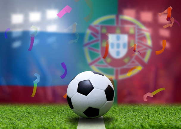 Zawody Pucharu Piłki Nożnej pomiędzy narodową Portugalią a Rosją - Zdjęcie, obraz