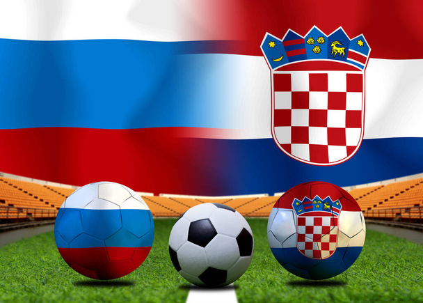 Football Cup competition between the national Russian and national Croatian. - Photo, Image