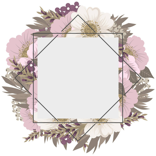 Floral border background - pink flower border vector illustration - Vector, imagen