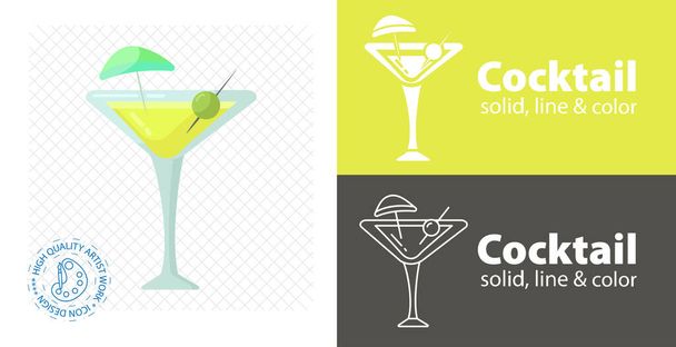 cocktail flat design. vector illustration. - Vector, Image