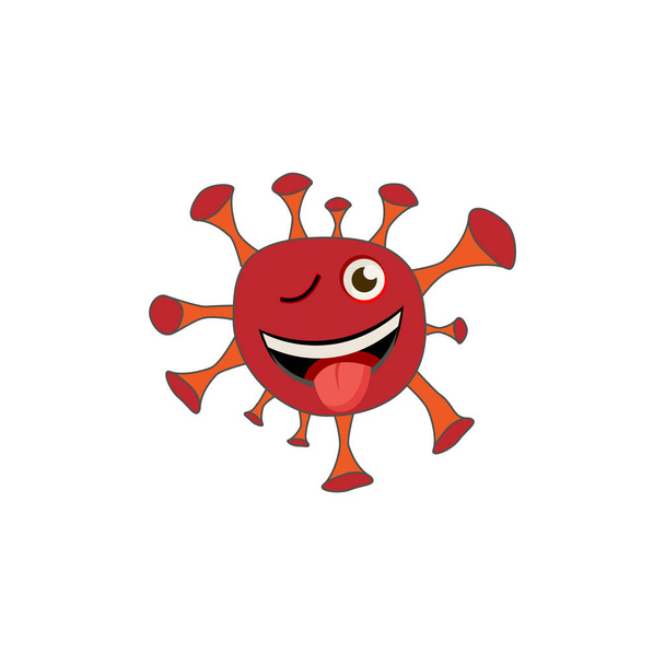 Coronavirus knipoog tonen tong emoticon platte pictogram. geïsoleerd illustratie-element - Vector, afbeelding